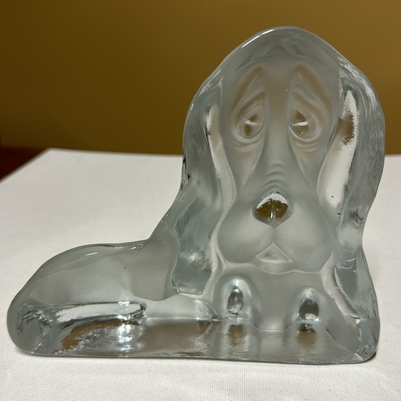 VIKING GLASS Frosted Hound Dog Paperweight Bookend 5.75" x 6" - Picture 3 of 5